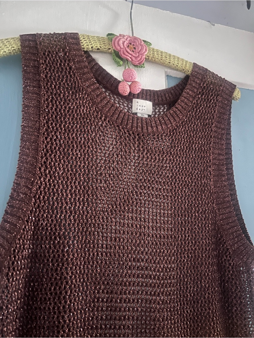 A New Day Knit Metallic Sleeveless Sweater Tank dress - Brown Shimmer swim cover